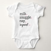 Milk Snuggle Nap Herhaal Grappig Minimalist Romper (Voorkant)