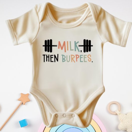 Milk Then Burpees Funny Fitness Gym Romper