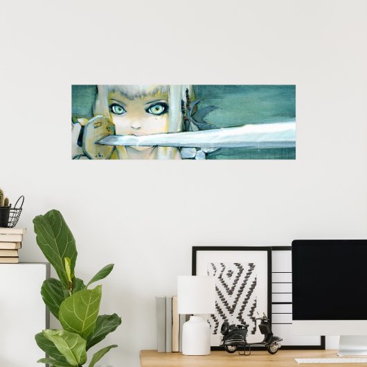 Milk Thistle Ninja Girl Art Poster (Thuiskantoor)