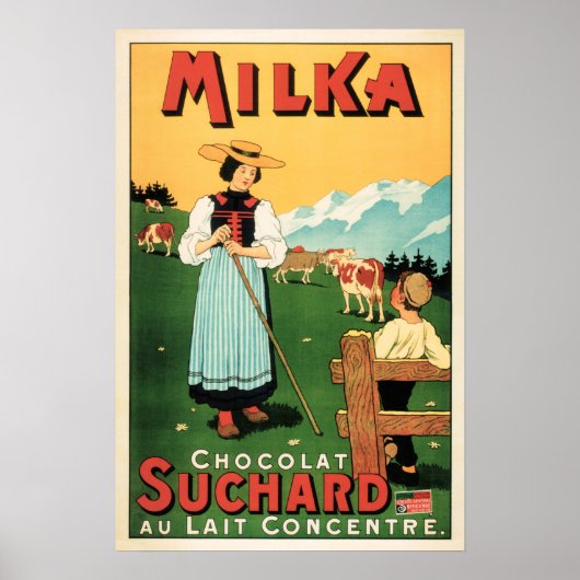 MILKA CHOCOLAT SUCHARD Swiss Milk Chocolade Advert Poster (Voorkant)