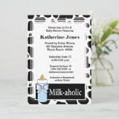 Milkaholic Baby Boy Shower Invitation Kaart (Staand voorkant)