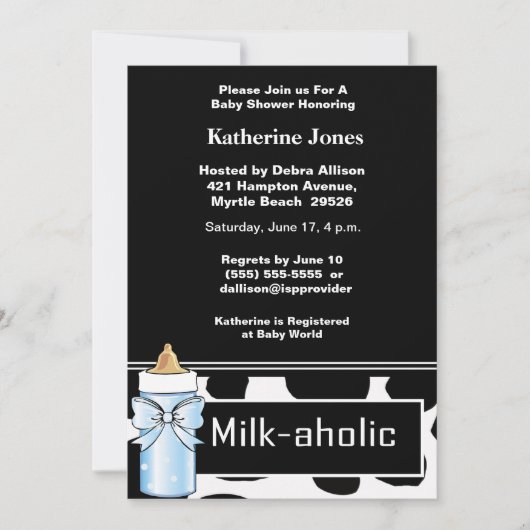 Milkaholic Baby Boy Shower Invitation Kaart (Voorkant)