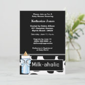 Milkaholic Baby Boy Shower Invitation Kaart (Staand voorkant)