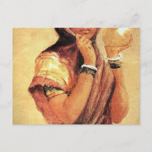 Milkmaid 1904, ingediend door Raja Ravi Varma Briefkaart (Voorkant)