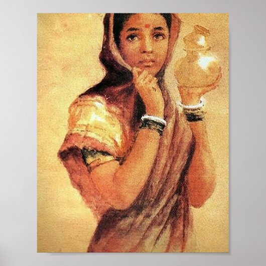 Milkmaid 1904, ingediend door Raja Ravi Varma Poster (Voorkant)