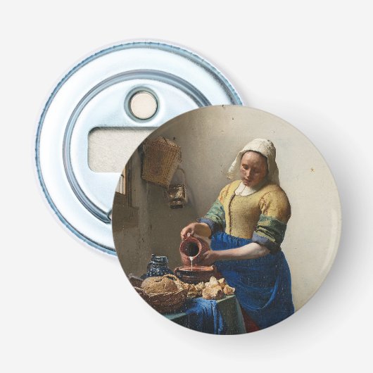 Milkmaid Johannes Vermeer Button Flesopener (Voorkant)