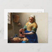 Milkmaid Kitchen Maid van Johannes Vermeer Briefkaart (Voorkant / Achterkant)