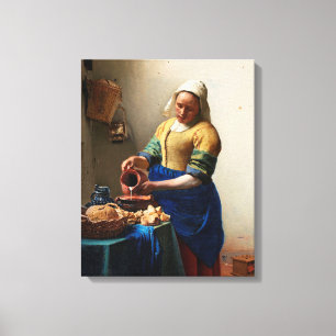 Milkmaid Kitchen Maid van Johannes Vermeer Canvas Afdruk