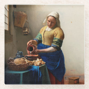 Milkmaid Kitchen Maid van Johannes Vermeer Glazen Onderzetter