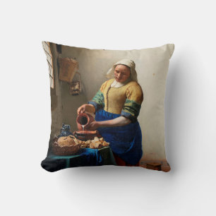 Milkmaid Kitchen Maid van Johannes Vermeer Kussen