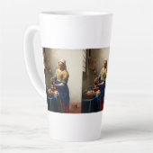 Milkmaid Kitchen Maid van Johannes Vermeer Latte Mok (Linkerhoek)