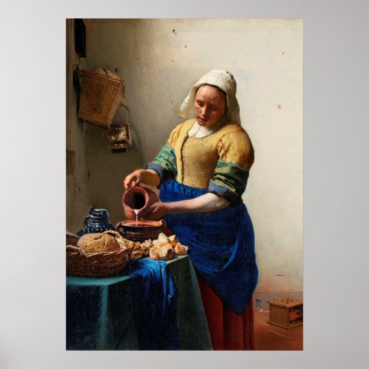 Milkmaid Kitchen Maid van Johannes Vermeer Poster (Voorkant)