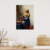 Milkmaid Kitchen Maid van Johannes Vermeer Poster (Keuken)