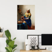 Milkmaid Kitchen Maid van Johannes Vermeer Poster (Thuiskantoor)