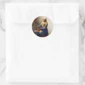 Milkmaid Kitchen Maid van Johannes Vermeer Ronde Sticker (Tas)