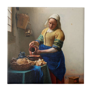 Milkmaid Kitchen Maid van Johannes Vermeer Tegeltje