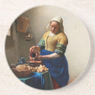 Milkmaid Kitchen Maid van Johannes Vermeer Zandsteen Onderzetter
