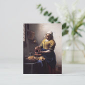 Milkmaid van Johannes Vermeer Briefkaart (Staand voorkant)