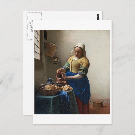 Milkmaid van Johannes Vermeer Briefkaart (Voorkant / Achterkant)