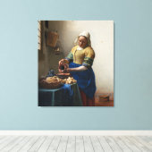 Milkmaid van Johannes Vermeer Canvas Afdruk (Insitu (Houten vloer))