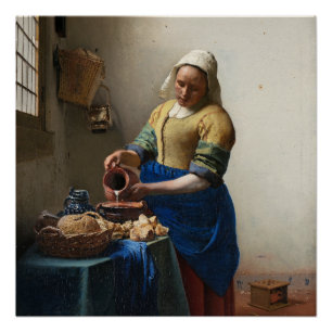 Milkmaid van Johannes Vermeer Glossy Perfect Poster