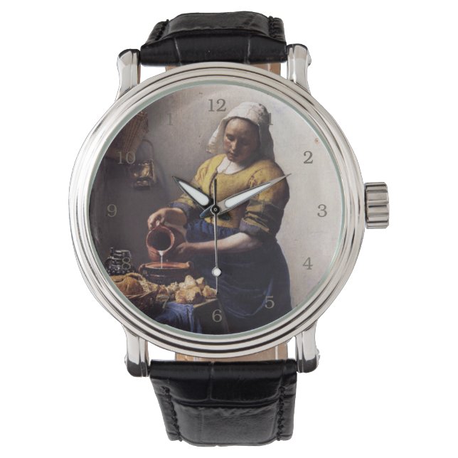 Milkmaid van Johannes Vermeer Horloge (Voorkant)