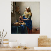 Milkmaid van Johannes Vermeer Poster (Keuken)