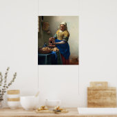 Milkmaid van Johannes Vermeer Poster (Keuken)