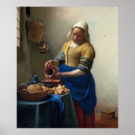 Milkmaid van Johannes Vermeer Poster (Voorkant)