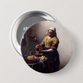 Milkmaid van Johannes Vermeer Ronde Button 7,6 Cm (Voorkant /achterkant)