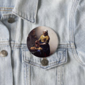 Milkmaid van Johannes Vermeer Ronde Button 7,6 Cm (In situ)