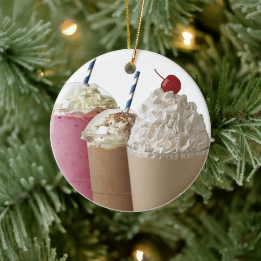 Milkshake Aardbei Chocolade Ice Cream Treat Keramisch Ornament (Boom)