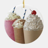 Milkshake Aardbei Chocolade Ice Cream Treat Keramisch Ornament (Achterkant)