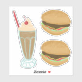 Milkshake en 2 Hamburger Drawing Art Sticker (Vel)