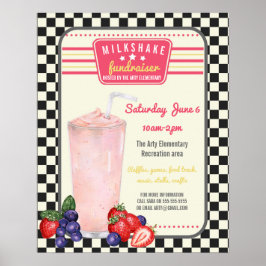 milkshake fondsenwerving diner menu Flyer poster