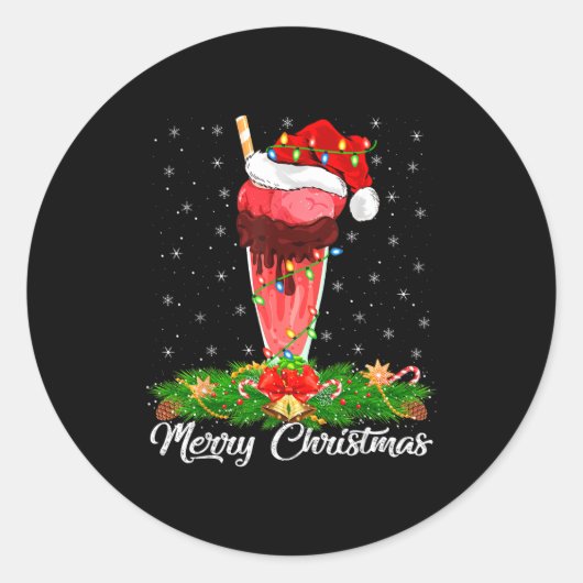 Milkshake Lover Matching Santa Hat Milkshake Chris Ronde Sticker (Voorkant)