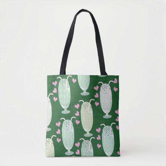 Milkshake Madness Green Mint Cute Art Design Tote Bag (Voorkant)