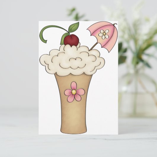 Milkshake met een paraplu-injectie kaart (Staand voorkant)