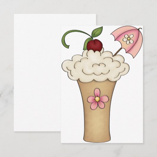 Milkshake met een paraplu-injectie kaart (Voorkant / Achterkant)