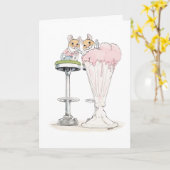 Milkshake Muizen Wenskaart Kaart (Gele Bloem)