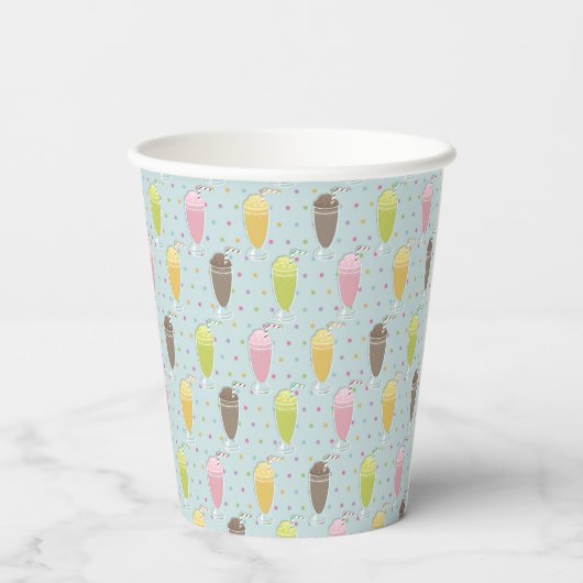 Milkshake Pattern Papieren Bekers (Achterkant)