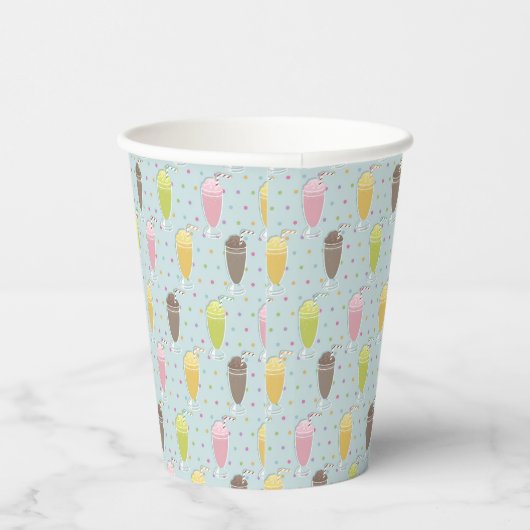 Milkshake Pattern Papieren Bekers (Rechts)