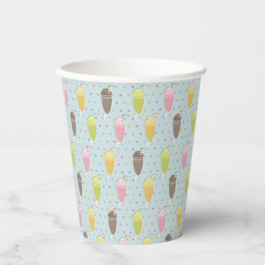 Milkshake Pattern Papieren Bekers (Voorkant)