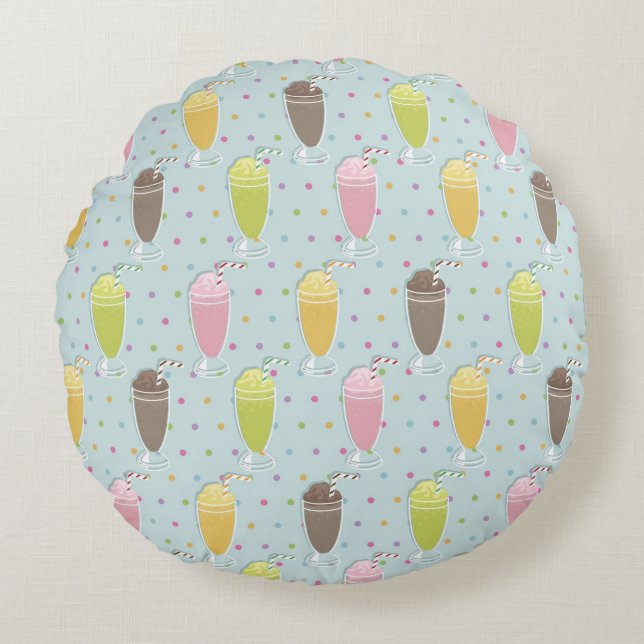 Milkshake Pattern Rond Kussen (Voorkant)