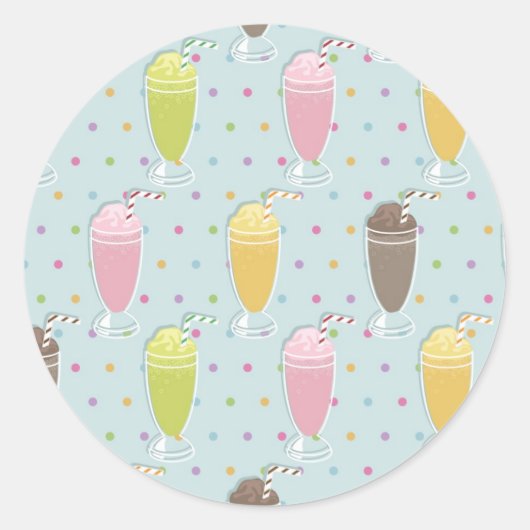 Milkshake Pattern Ronde Sticker (Voorkant)