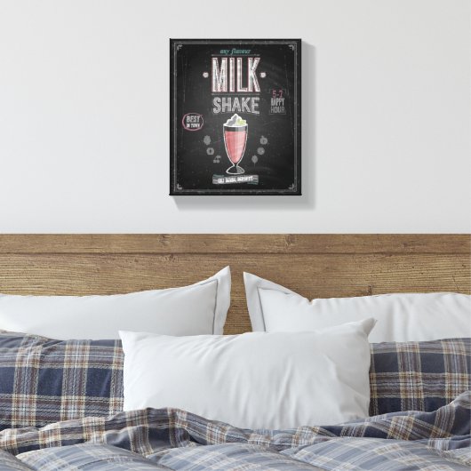  MilkShake Poster - Krijtbord Canvas Afdruk (Insitu (Slaapkamer))