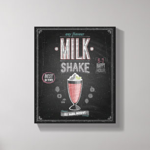 MilkShake Poster - Krijtbord Canvas Afdruk