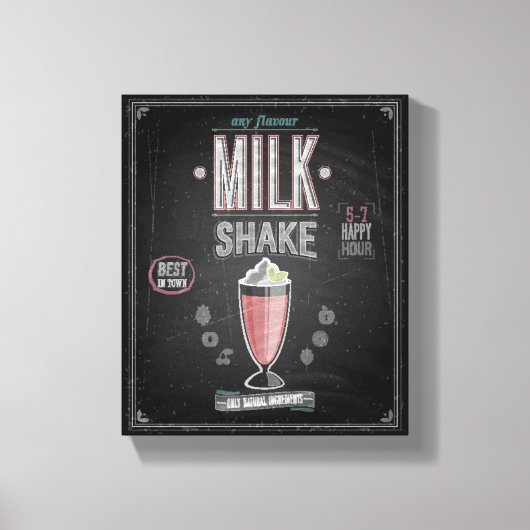  MilkShake Poster - Krijtbord Canvas Afdruk (Voorkant)