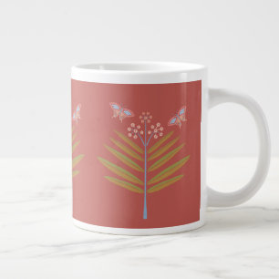 Milkweed & Butterflies 20os, roze, koraal, groen Grote Koffiekop