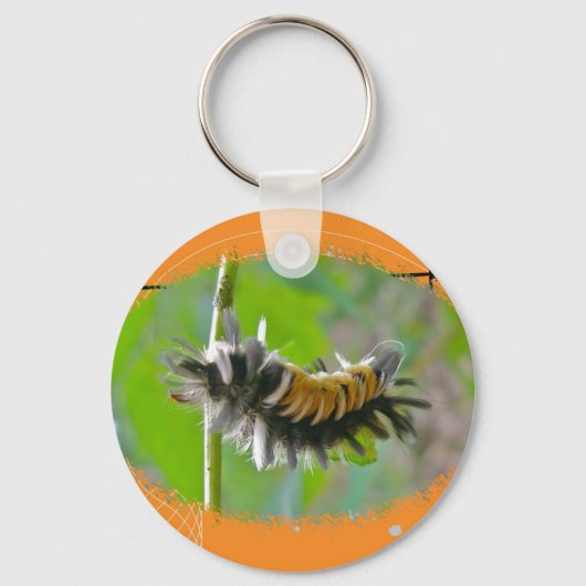 Milkweed Tussock Moth Caterstyle Oranje Items Sleutelhanger (Voorkant)